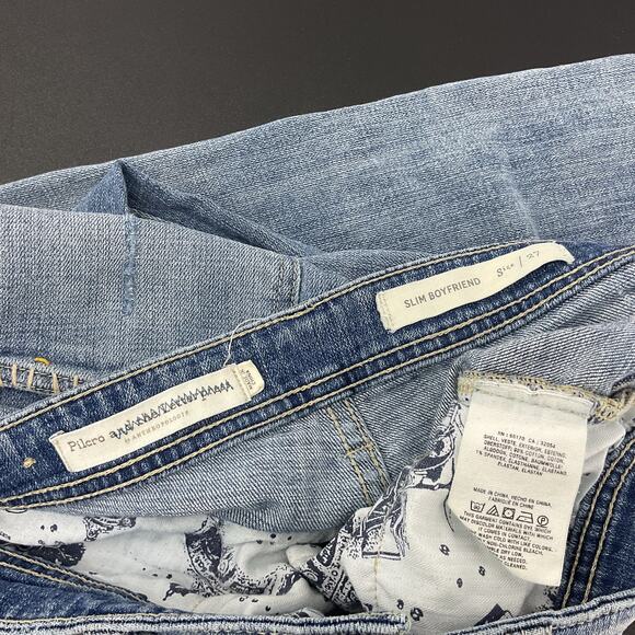 Anthropologie Blue Distressed Patchwork Boyfriend Jeans - Picture 3 of 3